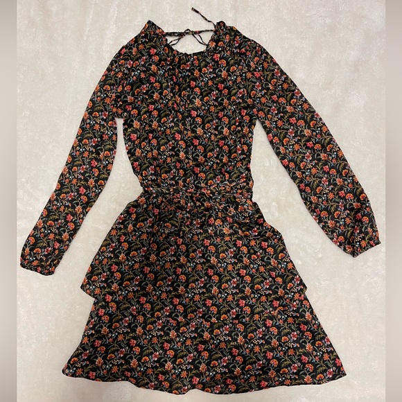 LOFT Shimmery Floral Tiered Dress SMALL - Picture 4 of 16